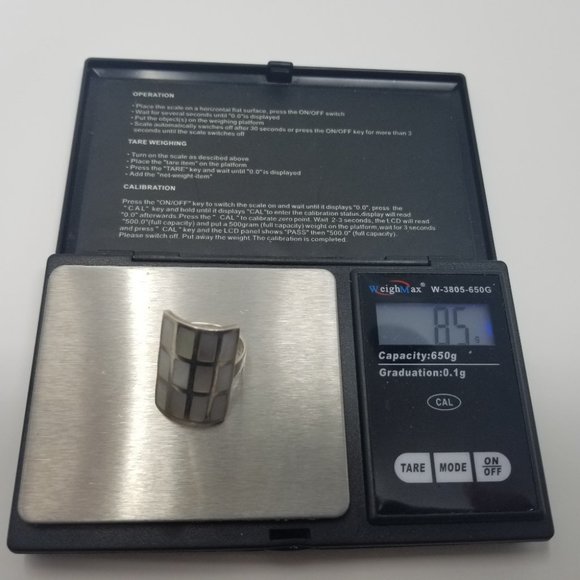 925 Sterling Silver Mother of Pearl Panel Ring Sz 8 - Picture 4 of 5